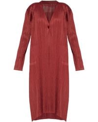 Pleats Please Issey Miyake - Monthly Colors: October Pleated-button Coat - Lyst