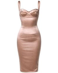 Dolce & Gabbana - Satin-Finish Bustier Midi Dress - Lyst
