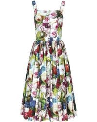 Dolce & Gabbana - Midi-jurk Met Bloemenprint - Lyst