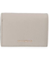 Coccinelle - Small Metallic Pebbled Logo-Lettering Wallet - Lyst