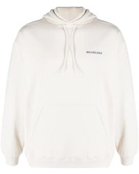 Balenciaga - Logo-Print Drawstring Hoodie - Lyst