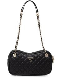 Guess - Sac Porté Épaule Giully Matelassé À Plaque Logo - Lyst