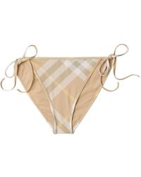 Burberry - Checked Side-tie Bikini Bottoms - Lyst