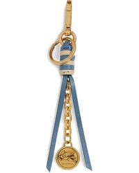 Etro - Leather Charm With Chain And Pegaso Coin - Lyst