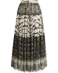 Roberto Cavalli - Printed Pleated Midi Skirt - Lyst