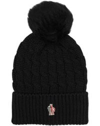 Moncler - Cable-Knit Pom-Pom Beanie Hat - Lyst