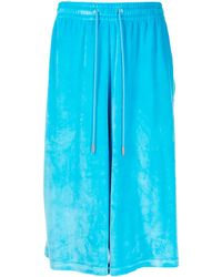 TEAM WANG design - Brushed-Effect Drawstring Bermuda Shorts - Lyst
