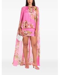 Hemant & Nandita - Lena Floral-Print Cape-Sleeve Mini Dress - Lyst