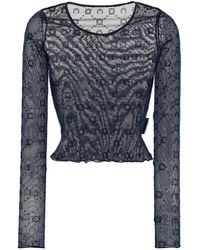 Marine Serre - Langarmshirt Aus Mesh Mit Monogramm - Lyst