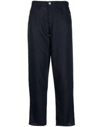 Emporio Armani - Wide-Leg Linen Trousers - Lyst