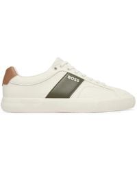 BOSS - Faux-Leather Sneakers With Grained And Plain Textures - Lyst