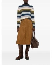 Tory Burch - Pleated Corduroy Midi Skirt - Lyst