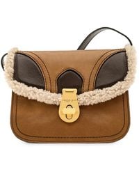 The Bridge - Sac À Bandoulière En Cuir À Bords En Peau Lainée - Lyst