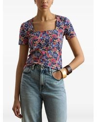 Ralph Lauren - Floral-Print Square-Neck Sweater - Lyst