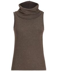 Brunello Cucinelli - Sparkling Virgin-Wool-Blend Jersey Turtleneck Top - Lyst