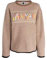 YANYAN KNITS - Logo-Embroidered Stripe-Pattern Jumper - Lyst