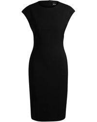 BOSS - Virgin-Wool Dress - Lyst