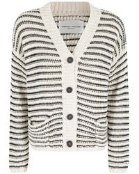 Roberto Collina - Striped Chunky-Knit Cardigan - Lyst
