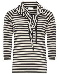 Max Mara - Gestreepte Top Met Gestrikte Hals En Kwartmouwen - Lyst