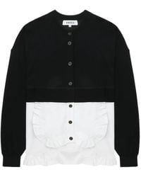 Enfold - Ruffled-Detail Cotton Cardigan - Lyst