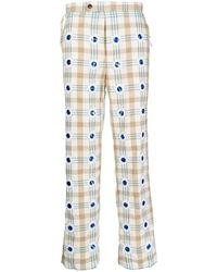 Bode - Embellished Checked Straight-Leg Trousers - Lyst