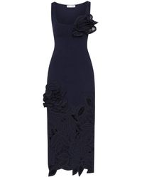 Oscar de la Renta - Abito Midi Con Applicazione - Lyst