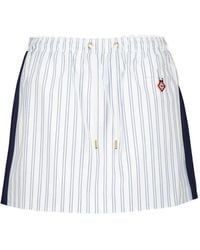 CASABLANCA - Pinstripe-Print Drawstring Mini Skirt - Lyst