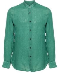 120% Lino - Band-collar Linen Shirt - Lyst