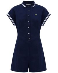 Lacoste - Gestreifter Playsuit Mit Logo-Patch - Lyst