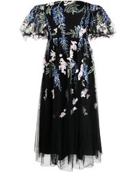 Marchesa - Floral-embroidered Off-shoulder Midi Dress - Lyst