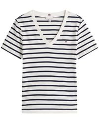 Tommy Hilfiger - Striped V-Neck T-Shirt - Lyst