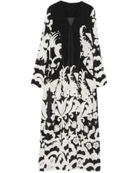 Faliero Sarti - Graphic-Print V-Neck Single-Breasted Silk Coat - Lyst