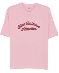 New Balance - Camiseta de algodón con logo estampado - Lyst