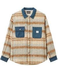 FIVE CM - Check-Pattern Denim-Trim Shirt - Lyst