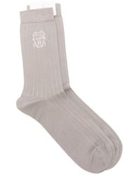 Brunello Cucinelli - Logo-Detail Ribbed-Knit Socks - Lyst