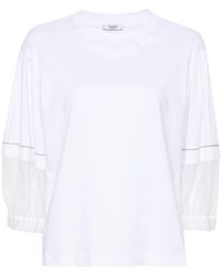 Peserico - Lace-detail Crew-neck T-shirt - Lyst