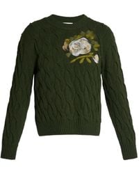 Erdem - Zopfmuster-Pullover mit Blumenstickerei - Lyst