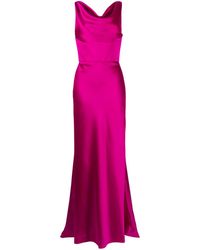 Amsale - Robe Longue En Satin À Col Bénitier - Lyst