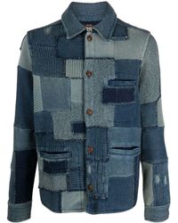 RRL - Knitted Patchwork Shirt Jacket - Lyst