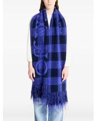 Off-White c/o Virgil Abloh - Check-Pattern Fringed Scarf - Lyst