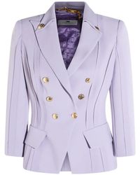 Elisabetta Franchi - Pleated Double-Breasted Jacket - Lyst