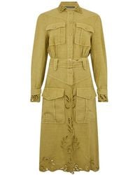 Alberta Ferretti - Broderie-Anglaise Belted Mini Dress - Lyst