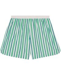 Ganni - Organic Cotton Striped Shorts - Lyst