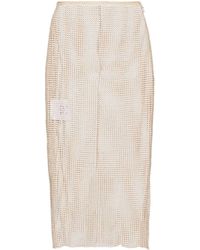 Prada - Pearl-embroidered Mesh Midi Skirt - Lyst