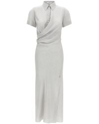 McQueen - Striped Draped-Design Dress - Lyst