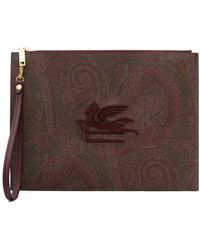 Etro - Embroidered-logo Paisley-print Pouch - Lyst