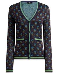 Etro - Jacquard Cardigan With Diamond Flower-Motif - Lyst