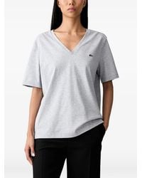 Lacoste - Logo-Patch V-Neck T-Shirt - Lyst