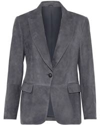 Brunello Cucinelli - スエード シングルジャケット - Lyst