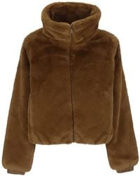 Save The Duck - Faux-Fur Funnel-Neck Cropped Jacket - Lyst
